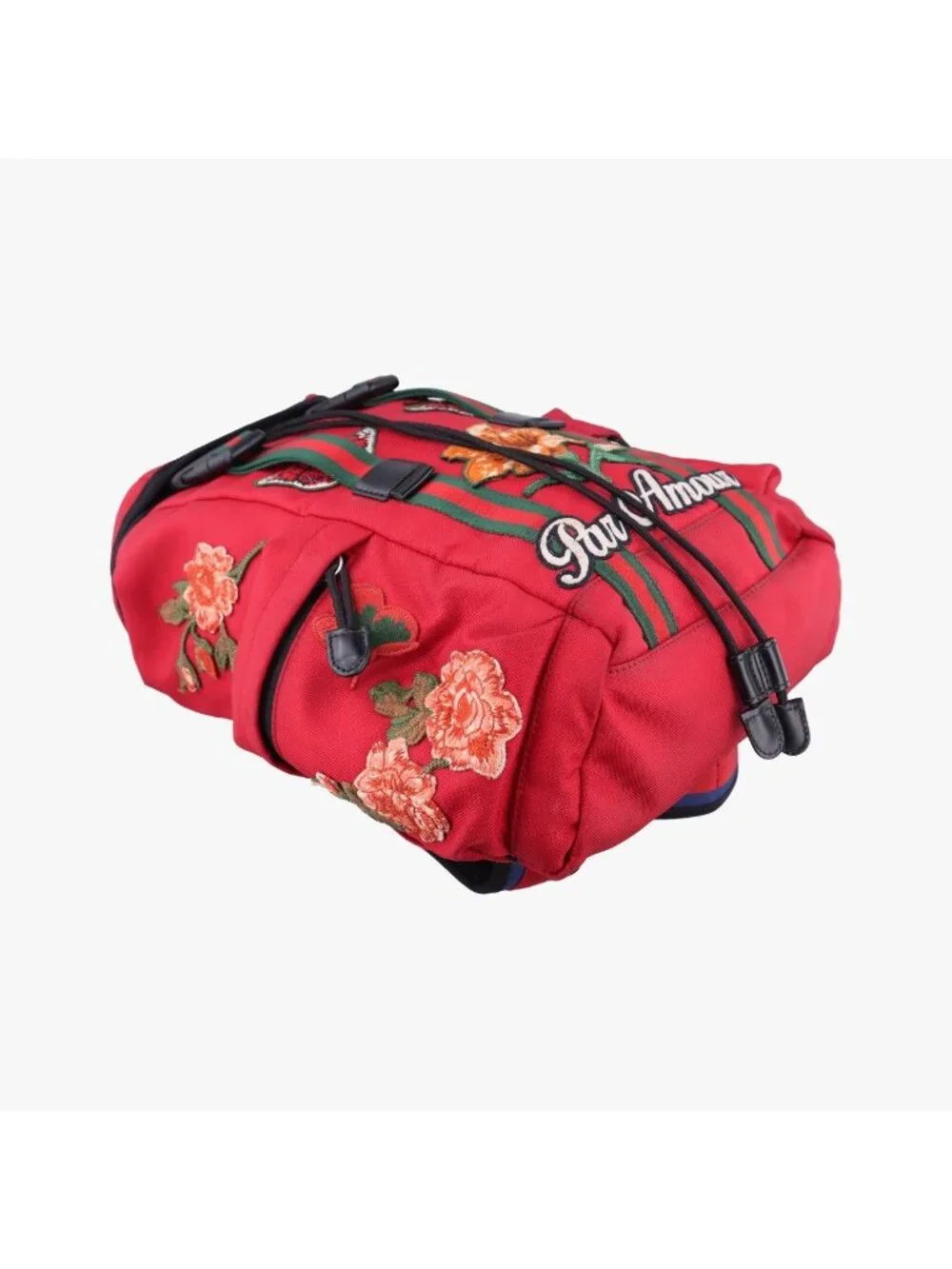 Gucci Techno Vintage Web la Vougre Pal Amour Embroidery Red Canvas Backpack